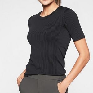 Athleta Renew Ribbed White T-Shirt Short Sleeves S